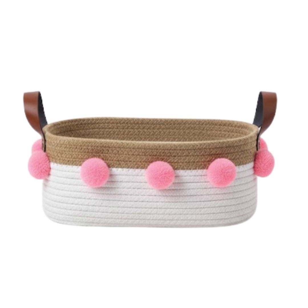 Stylish Eco-Friendly Pompoms Cotton Rope Baskets
